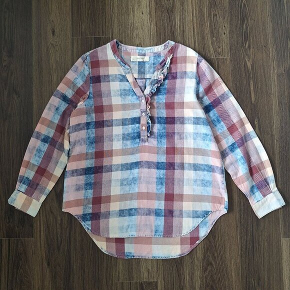 Anthropologie Tops - 💙 Anthropologie Isabella Sinclair Soft Ruffle Hanley Top 100% Cotton Cottage